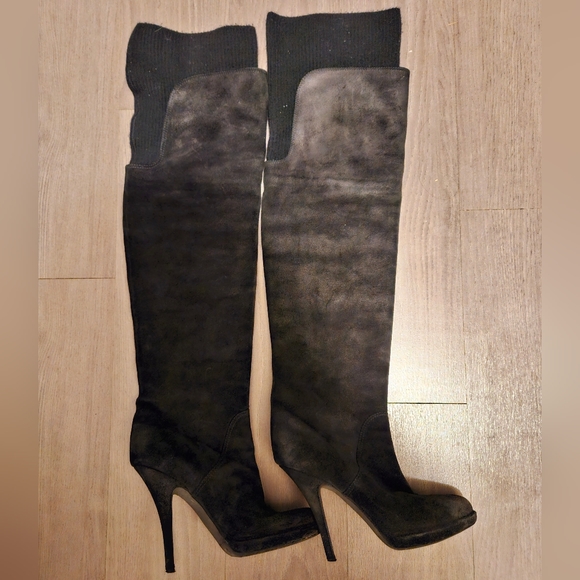 Womens Givenchy Suede Sock Over the Knee Boots - Picture 4 of 7